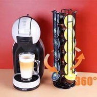 24-Capsule Rotating Coffee Capsule Holder, Modern Black Design, Compatible With Verismo, Lavazza Blu