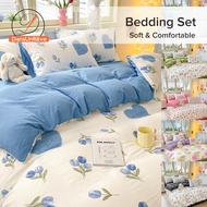 Dansunreve Flower Bedding Set Classical Bedsheet Soft Bed Sheet Queen Size Bed Soft Pillow Cover Single Bed Famliy Size Bed Set Pink/green Design Mattress Protector