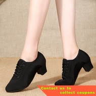🎈Latin Dance Shoes Women's Soft Bottom Teachers' Shoes Square Dance Dancing Shoes Sailor Dance Shoes Mid Heel Ballroom D