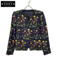 Akris Navy Silk Floral Color Jacket, Size 42