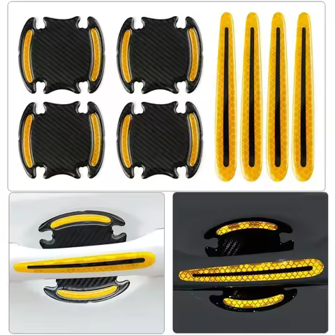 4/8PCS Car Door Handle Reflective Sticker Protection Sticker Door Handle Paint Surface Anti-scratch 