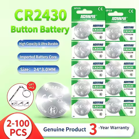 1-100pcs CR2430 Battary 3V Lithium Battery Coin Cell CR 2430 DL2430 BR2430 ECR2430 for Car Key Watch
