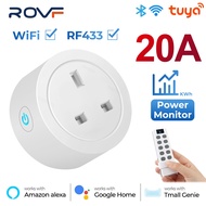 ROVF 20/16A wifi smart plug wifi smart socket adapter power switch Tuya smart life APP control can monitor battery voice control timer Google Alexa