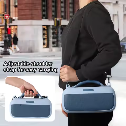 Silicone Case Cover with Shoulder Strap Protective Skin Sleeve Portable Speaker Case for Bose SoundL