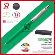Parker Jotter Original Ballpoint Pen- Green Chrome Trim (with Black - Medium (M) Refill) / {ORIGINAL} / [RetailsON]