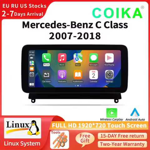 COIKA Wireless Carplay Touch Screen For Mercedes W204 W205 X253 2007-2018 Steering Wheel BT Radio Pl