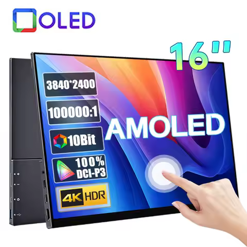 16 Inch 4K AMOLED Touch Screen Portable Monitor 3840*2400P 100%DCI-P3 500Nit 10Bit 100000:1 Display 