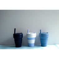 Stojo Biggie Cup (Stojo Cup+Straw) 16oz (475 ml) - Steel Blue