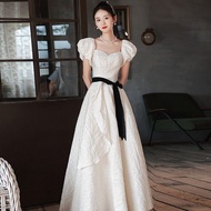 EAGLELY Quality Luxury High-End 2024 White Satin Evening Dress Anual French Formal Event Fairy Ball Gown For Women For Js Prom Night For Adult Bride Dress For Civil Ninang Wedding