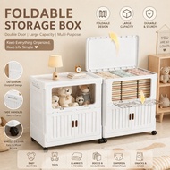 BINCOO 140L Large Capacity Storage Box Organizer Plastic with Wheel Foldable Durabox for Clothes Toy