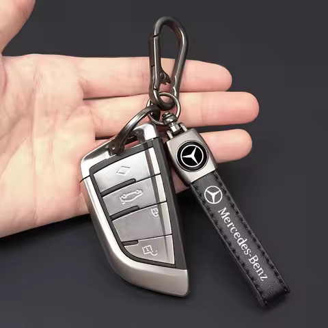 Embroidered Leather Car Emblem Keychain Pendant For Mercedes Benz AMG W203 W206 W220 W205 W211 W212 