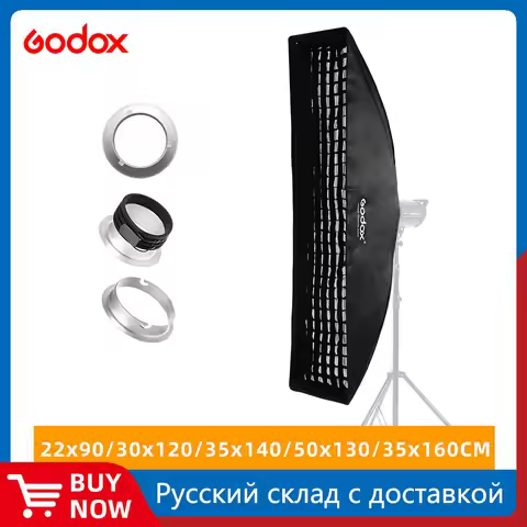 Godox 22x90cm 30x120cm 35x160cm Rectangle Strip Honeycomb Grid Softbox for Bowens Elinchrom Mount St