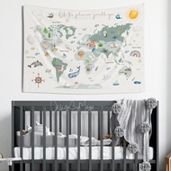 World Map Tapestry: Kids Room Decor Playroom Wall Art Wall Decor Home Decor Room Decor Wall Decor Be