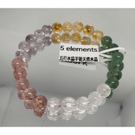 Crystal 🔮5 elements Natural Gelang Bracelet五行水晶手
链天然水晶