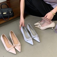 TT Bow Pointed Toe Shoes Women's Shoes All-Match Shoes