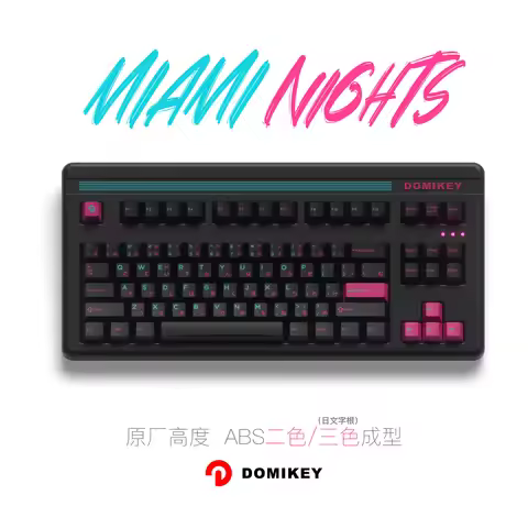 ‌DOMIKEY Miami Night ABS Keycaps – 2/3-Color Molded Japanese Sublegend, Cherry Profile Custom Keycap