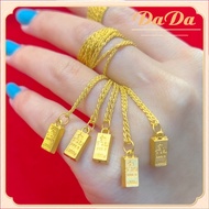 สร้อยคอผู้หญิงทําจากทองคํา 18kสร้อยคอเกลียวอิตาลีพร้อมจี้  จี้ทองคำแท่ง(GoldBar) น้ำหนัก 3.5 กรัม ทอ