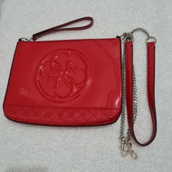 MERAH Guess Red Clutch Women's Red Side Shoulder Sling Wallet Bag