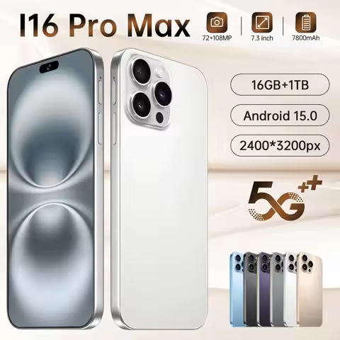 Global Edition 2025 Hot New i16 Pro max 7.3 HD Original Smart Dual Card 7800mAh Battery Facial Recog