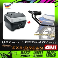 SET KOMBO KOTAK/BOX GIVI B32N-ADV TOP CASE + GIVI HONDA EX5 DREAM (100CC AND BELOW) HRV HEAVY DUTY RACK