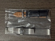 20mm 錶帶 - 黑色真皮 快拆 leather strap / Omega 副廠 米蘭不鏽鋼錶帶