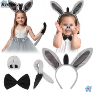 KATAKAN 4PCS Donkey Costume Set, Animal Bow Tie Donkey Headband,  Funny Tail Nose Donkey Ears Headba