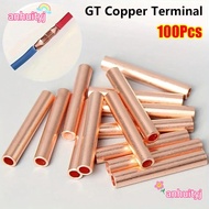 AHTY 100Pcs GT Copper Terminal Connecting Tube, Cable Connector Kit Hole Passing Wire Terminal Crimp