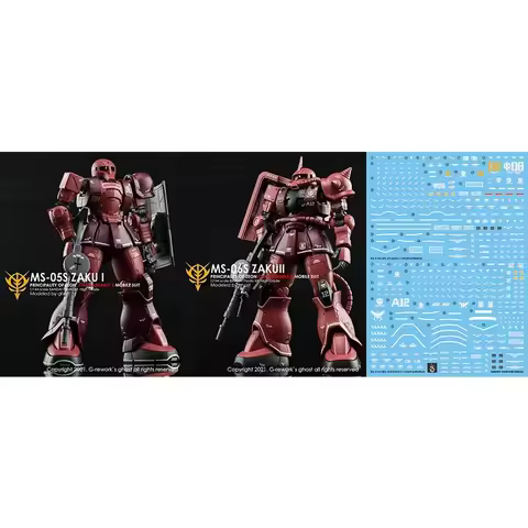 Model Decals for HG 1/144 GTO MS-05S ZAKU I II CHAR AZNABLE Ghost Custom Decal HD Fluorescent Water 