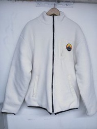 （全新）韓國 男裝MEMENTO米白色立領羊羔毛內裡防風鋪棉厚外套夾克  袖子也有內裡 很厚但重量輕 男M-L女生L可