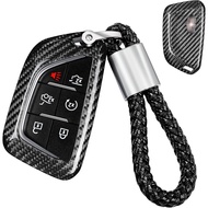 T-carbon Key Fob Cover Compatible with Cadillac Escalade CT4 CT5 Real Glass Fiber Key Fob Case Shell
