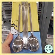 corelle 2set peanuts snoopy  stainless steel spoon & chopsticks set korean spoon chopsticks 2set mad