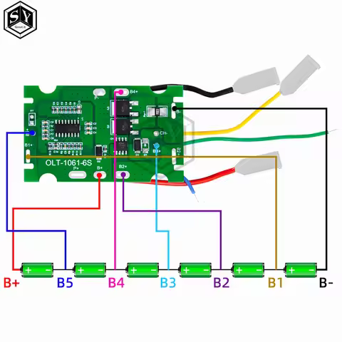 6S 25V 2MOS 30A BMS Direct Insert Electric Tools Lithium Battery Charging Module Hand drill, electri