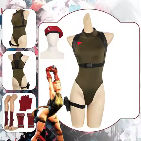 Street Cos fighter Cammy Cosplay Fantasia Costume Disguise for Adult Women Jumpsuit Gloves Hat Outfi