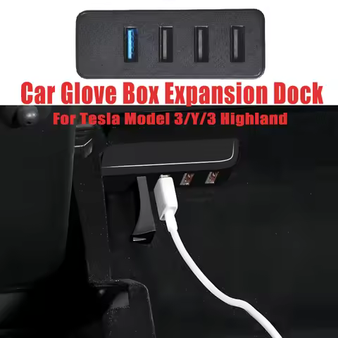 HUB for Tesla Model 3 Y Glove Box Docking Station USB Expansion Connect Games Ambient Lights Model3 