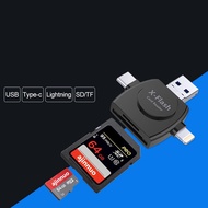 4 in 1 Type-c/Lightning/Micro USB/ Card Reader Micro SD Card Reader