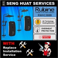 🛠️🛠️ FREE INSTALLATION 🛠️🛠️ Rubine RWH-1388B/W INSTANT WATER HEATER WITH CLASSICLA MATT BLACK RAIN SHOWER SET