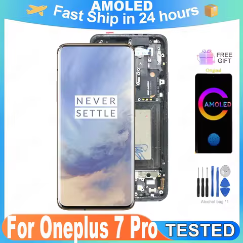 6.67'Amoled LCD with frame for Oneplus 7 Pro Display Touch Screen Digitizer GM1911, GM1913, GM1917 R