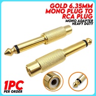 【Fast Delivery】6.35mm to RCA mono Male Plug Jack Audio Plug 6.5mm 1/4 inches Audio Adapter Repair Co