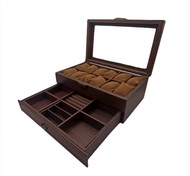 木紋PU皮手錶收納盒(12格)