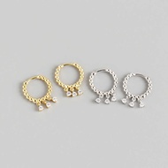 Y H E 0 1 9 4 S Sterling Silver I N All-Match Three Zircon Earrings Buckle Female