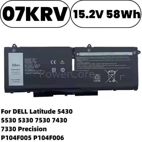 New 07KRV Laptop Battery For DELL Latitude 5430 5530 5330 7530 7430 7330 Precision P104F005 P104F006