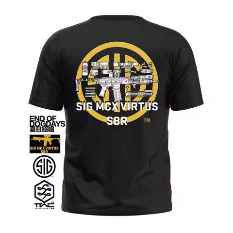 Sig Sauer Sig Mcx Virtus Sbr Tactical Army Fan Club Outdoor Training Competition T-shirt 100% Cotton