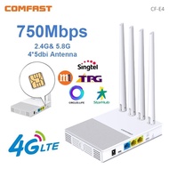 COMFAST Wifi5 Wireless LTE 4G+Dual Band SIM Card Router 2.4/5.8GHz 750Mbps with 4 High Gain Antenna 