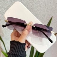 Rectangle Sunglasses Frameless Sun Glasses Trendy Summer Shades for Women Men
