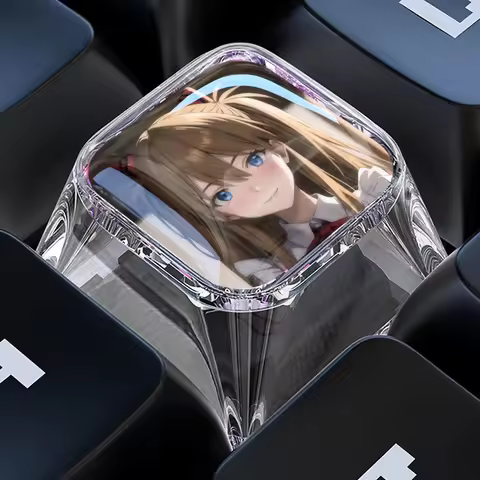 Anime EVA Keycap Cartoon Asuka Langley Soryu Exquisite Transparent Keycap 1U Glue Wear-resistant Key