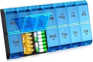XL Large Weekly Pill Organizer 2 Times a Day, Extra Big 7 Day Pill Box Am Pm, Daily Pill Case Medici