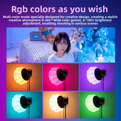 ZSYB 200W LED Photography Light YM1000R 2700K-6500K RGB Full Color Professional Video Photo Studio F