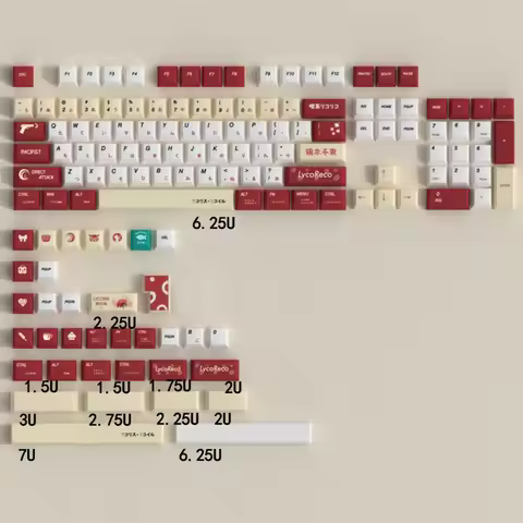 Lycoris Recoil Anime PBT Keycap Cherry Profile Custom Design 138 Keys Red White ISO Enter For Mechan