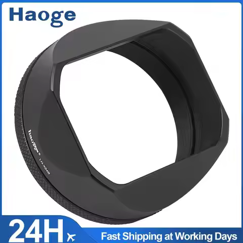 Haoge LH-X54B Square Metal Lens Hood with 49mm Adapter Ring for Fujifilm Fuji X100VI X100V Camera Bl