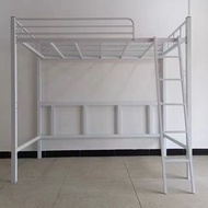 金屬雙層床架 定製鐵藝床任意尺寸床加粗加厚鋼板高架床上層鋼架上床下空省空間